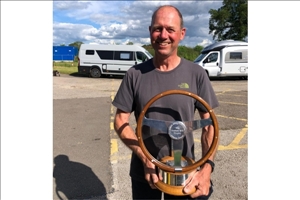 A happy Steven Potter with the Graham Hill trophy